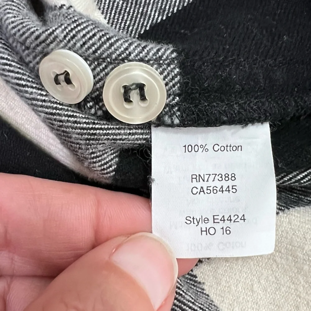 J. Crew Buffalo Plaid Flannel 1/2 Zip Shirt Jacket Black & Ivory Size M - Picture 11 of 12